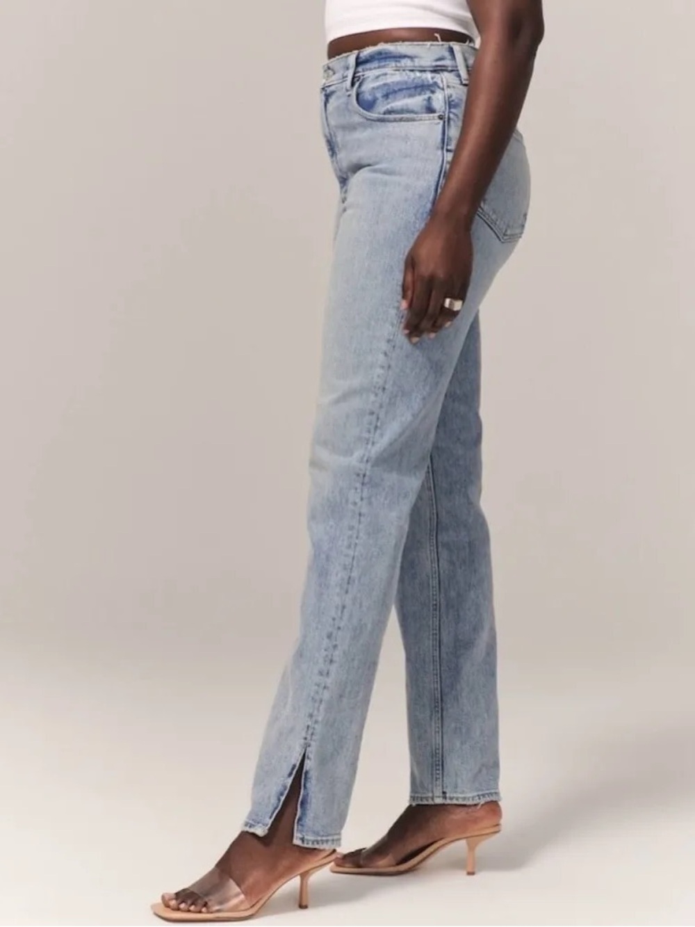 Abercrombie Curve Love 90s Straight Ultra High Rise Split Ankle